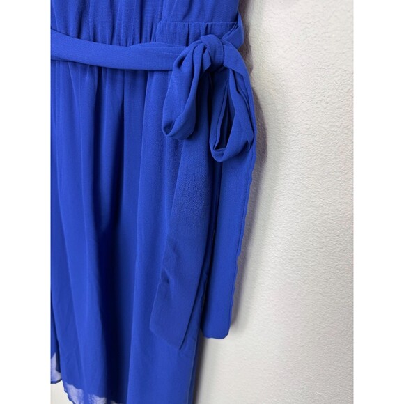Pinup Fashion Size 24 Midi Cocktail Dress Blue Chiffon Keyhole Neck Flowy NWT - Picture 5 of 14